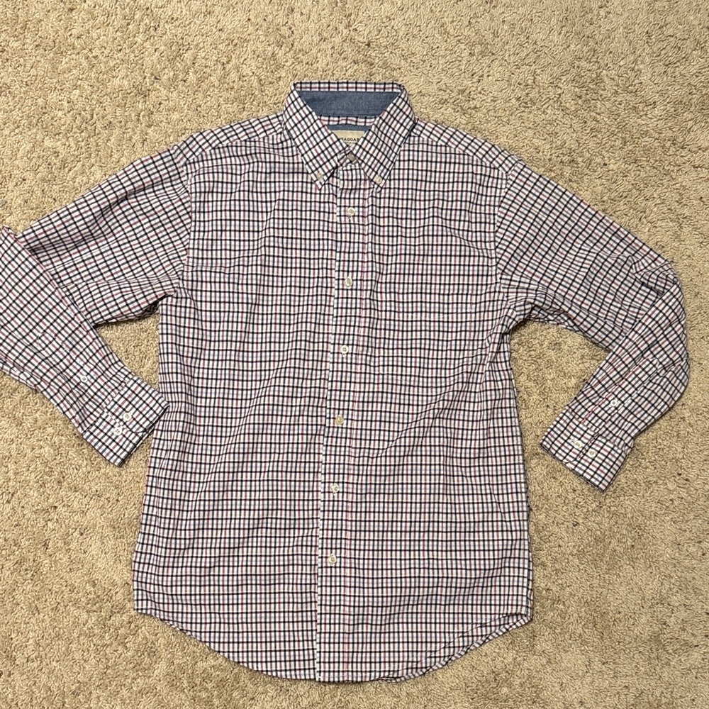 Men's Checkered Shirt - Blue, Rust Red and White